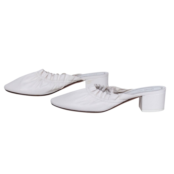 CELINE White Ruffle Leather Mule - Picture 9 of 9